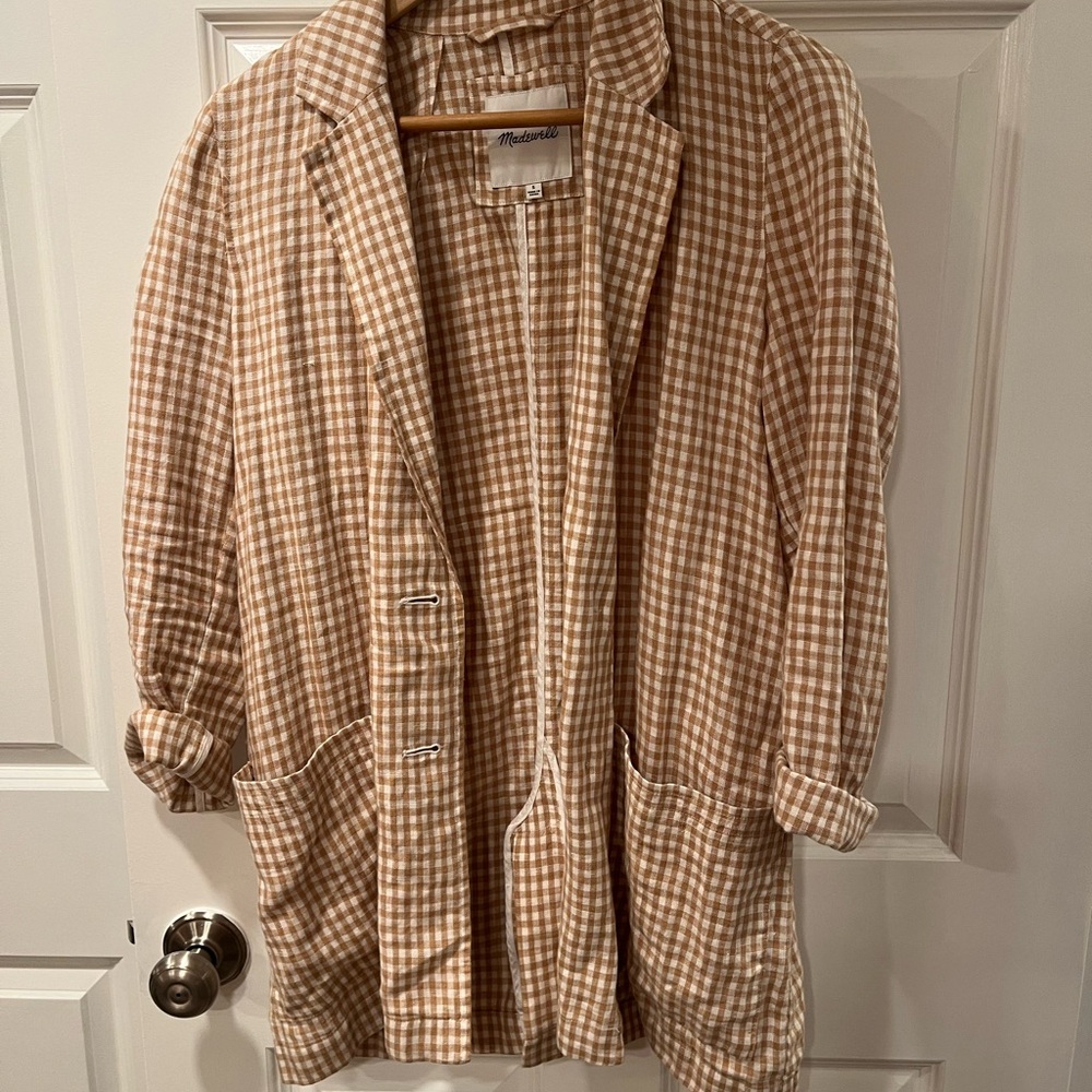 Madewell Brown and White Checkered Jacket